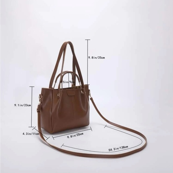Brown Minimalist Double Handle Square Bag - Picture 3 of 10